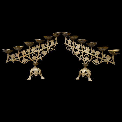 Antica coppia candelabri porta - antica,