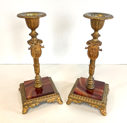 Antica coppia candelieri - antica,